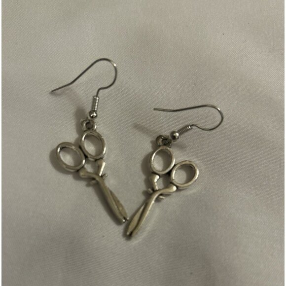 Silver Scissor Earrings Shears Dangle Silver Hook Jewelry Hairdresser Stylist - Picture 1 of 7